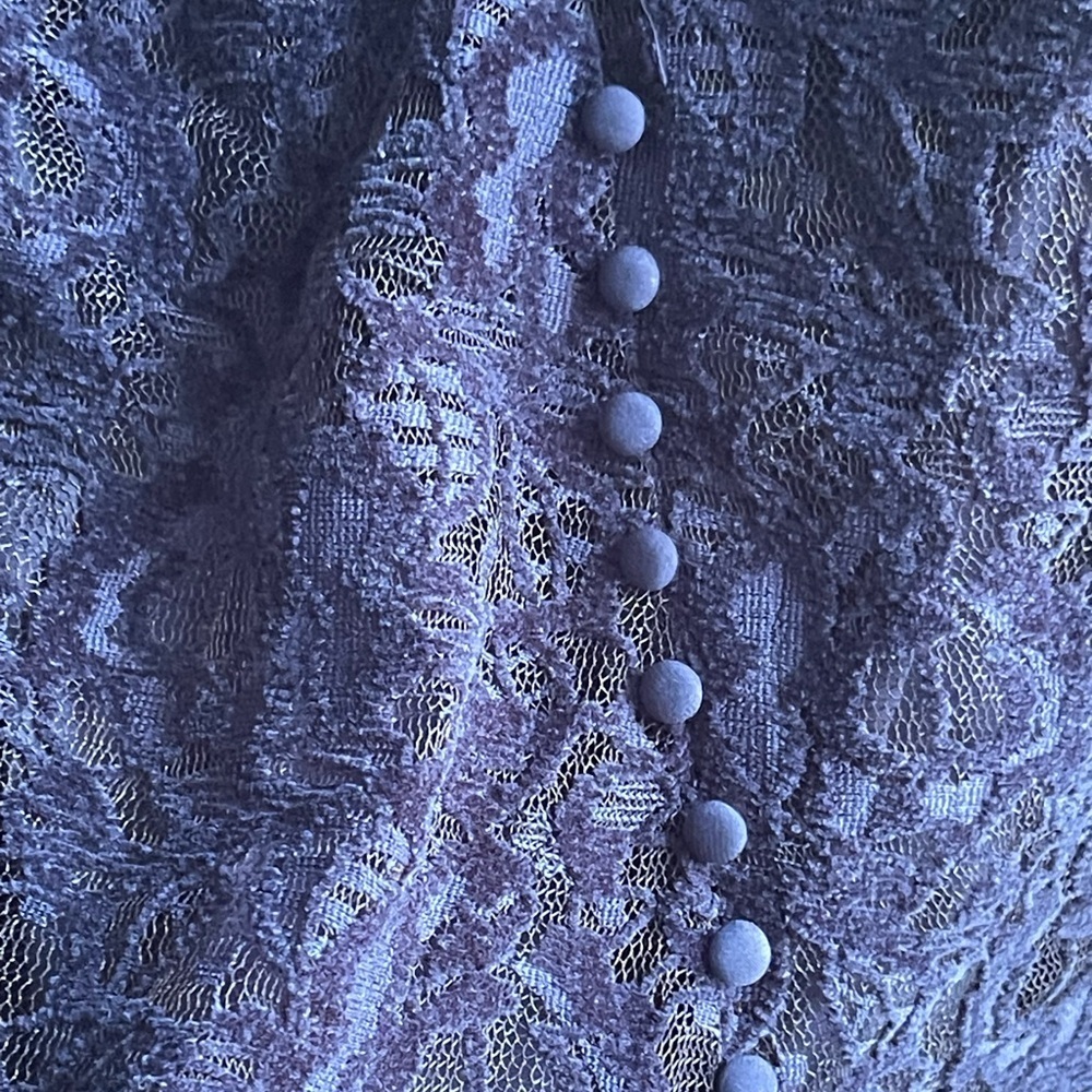 Bardot NWT Reid Navy Blue Lace Long Sleeve Minidress with Button Up Detail - Picture 2 of 15
